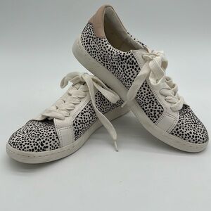 Dolce Vita Neo Arrow Lace Up Sneaker Womens 7.5 White Black Spotted Animal Print